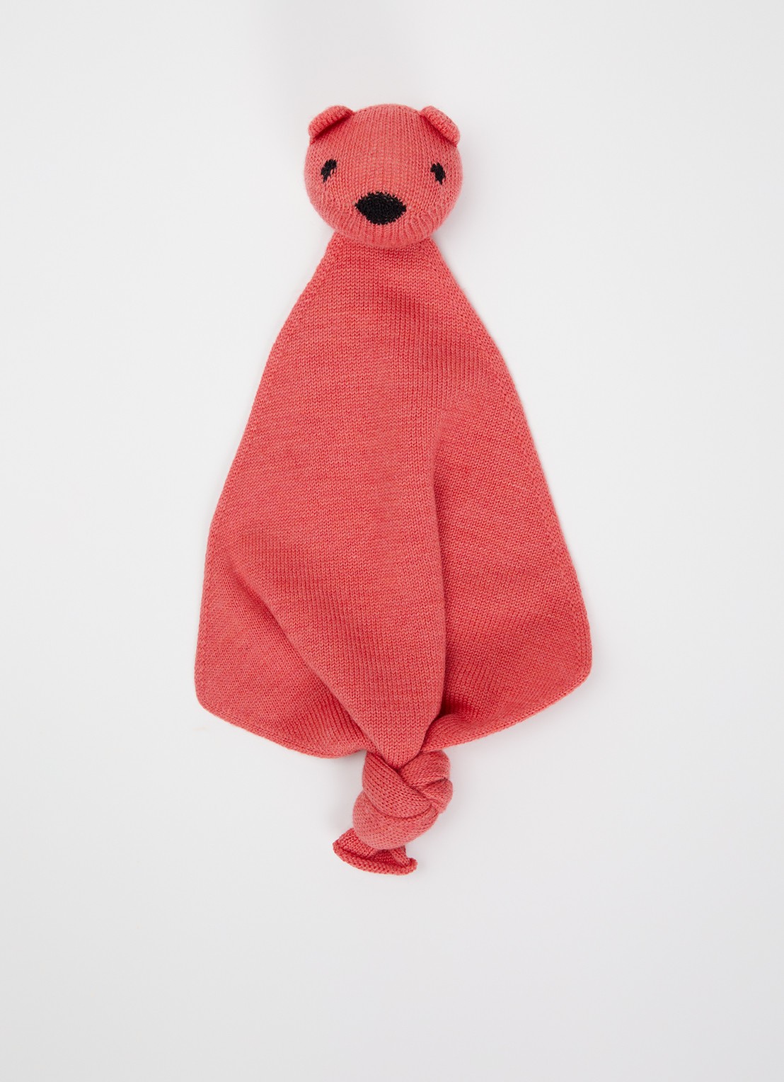 Hvid Teddy Tokki knuffeldoekje 35 cm - voorkant koraalrood