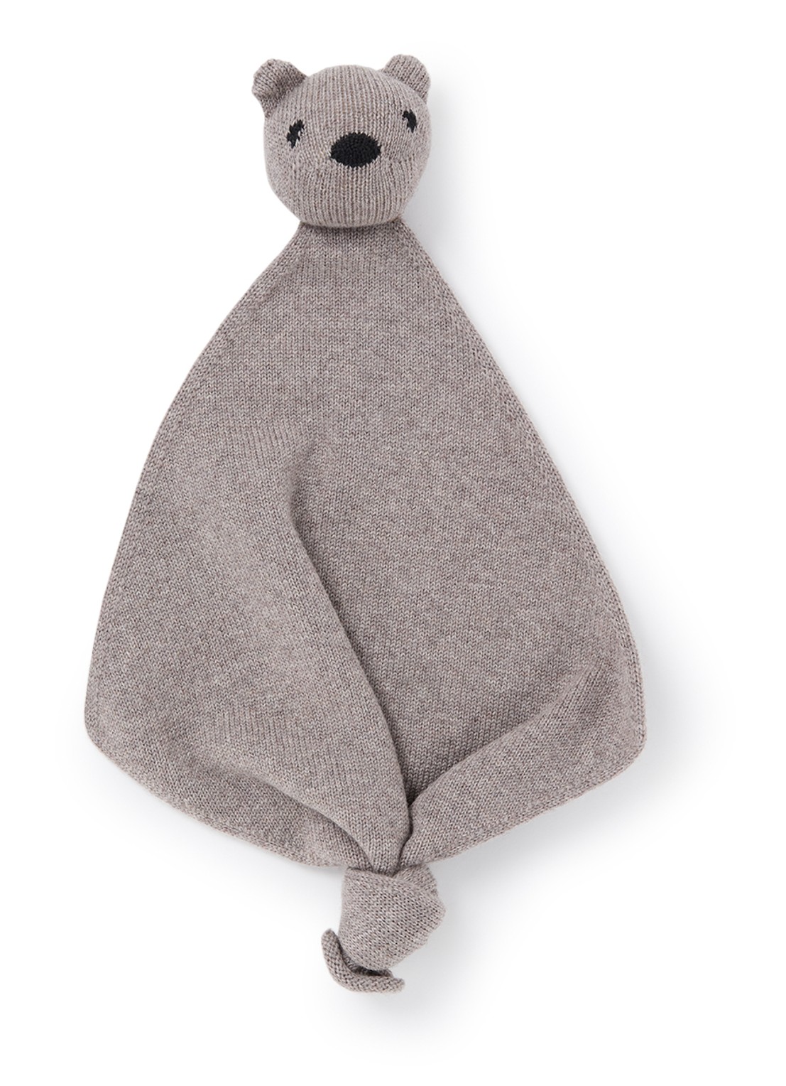Hvid Teddy Tokki knuffeldoekje van merino wol 35 cm - voorkant grijs