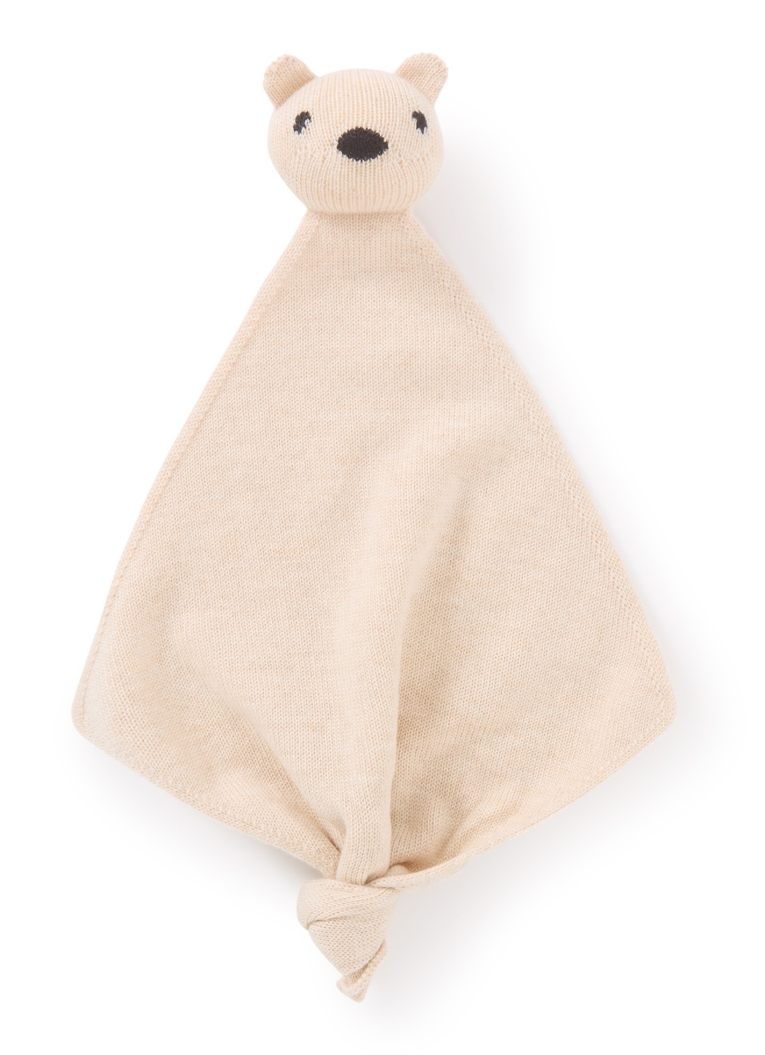 Hvid Teddy Tokki knuffeldoekje van merino wol 35 cm - voorkant beige