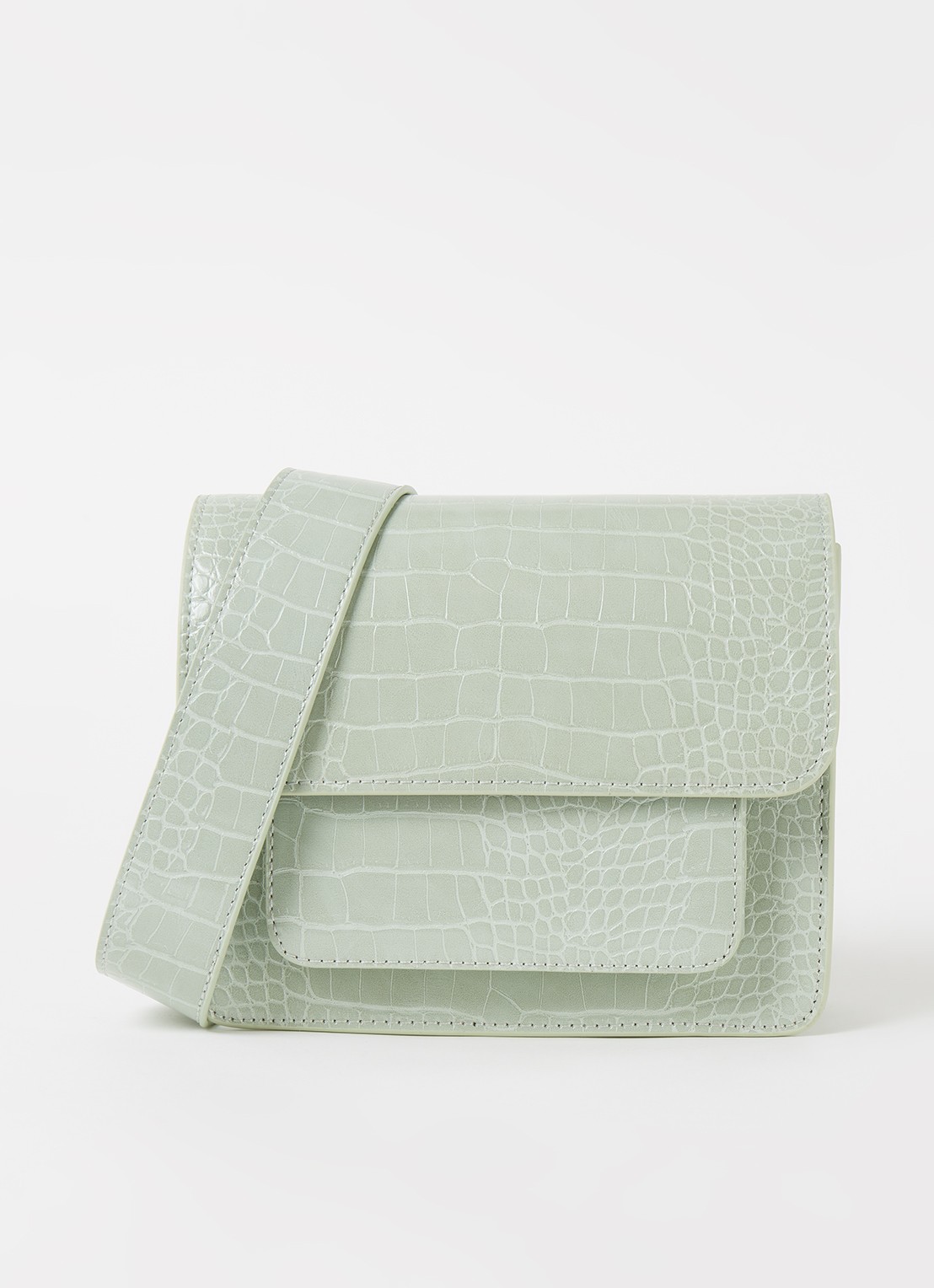 HVISK Cayman crossbodytas met crocostructuur - voorkant 3 lindegroen