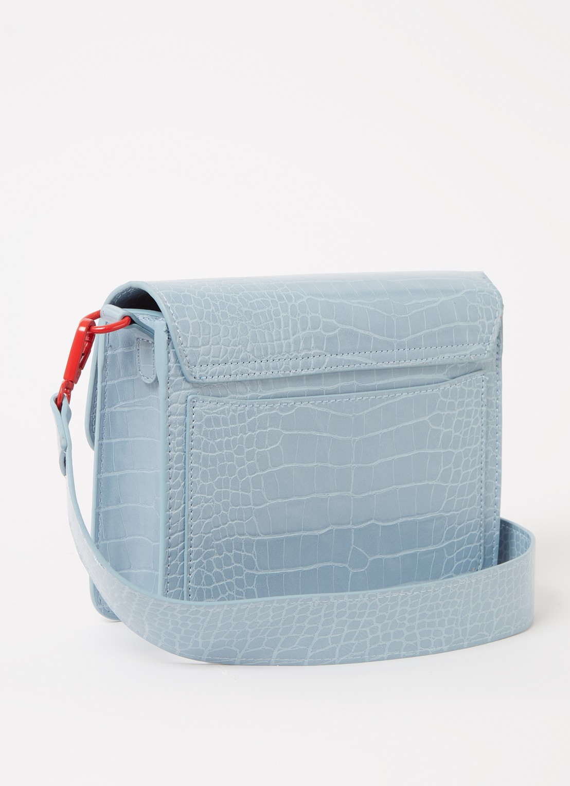 HVISK Cayman crossbodytas met crocostructuur - achterkant 4 lichtblauw
