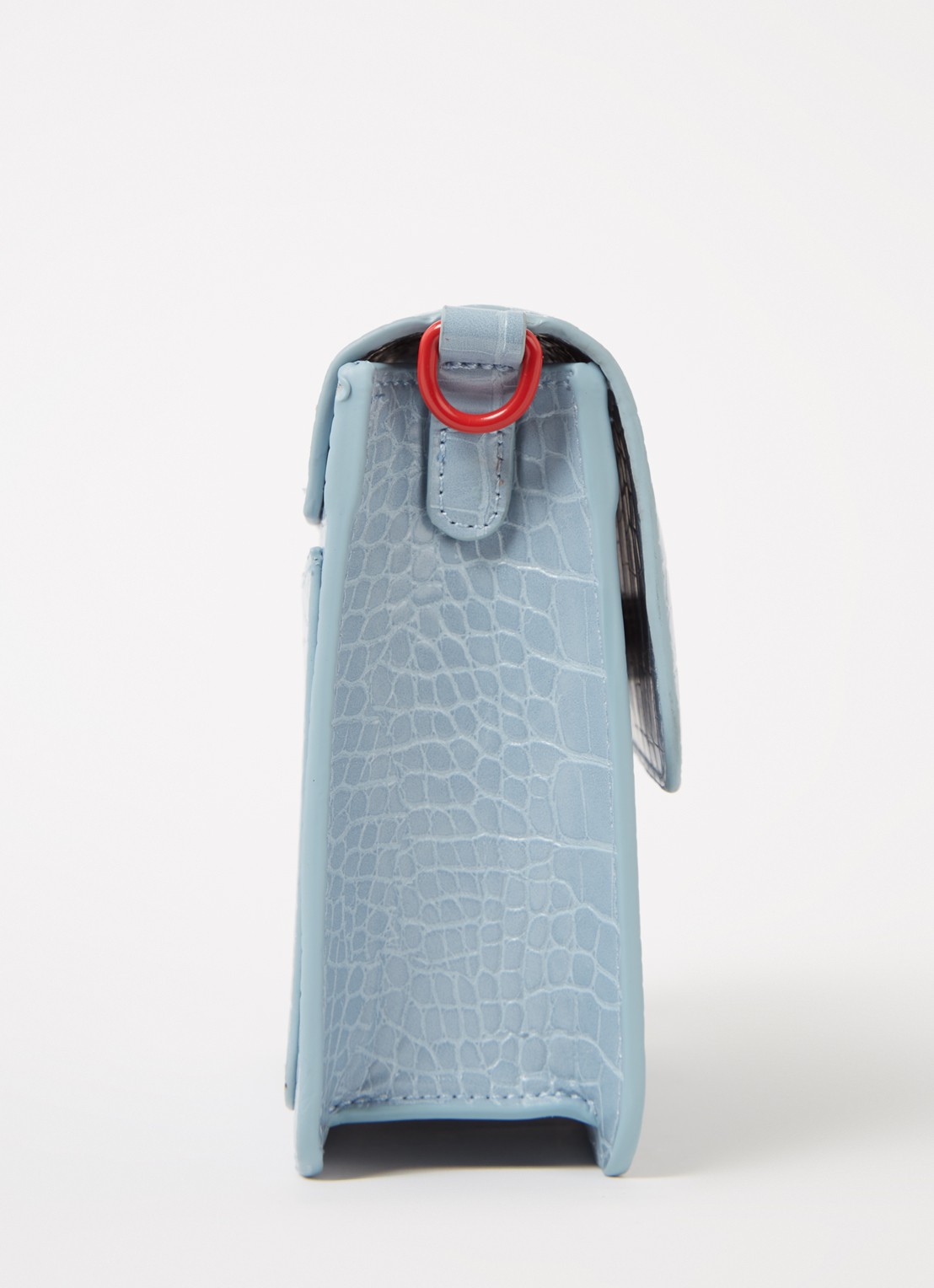 HVISK Cayman crossbodytas met crocostructuur - detail 3 lichtblauw