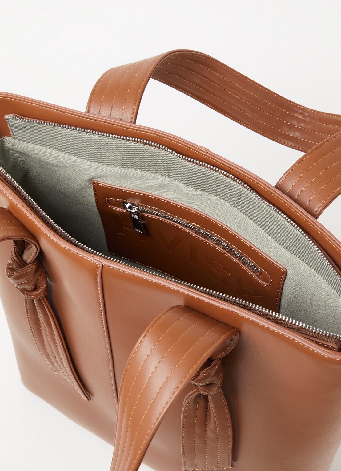 HVISK Dalca shopper met strik detail - detail 2 roestbruin