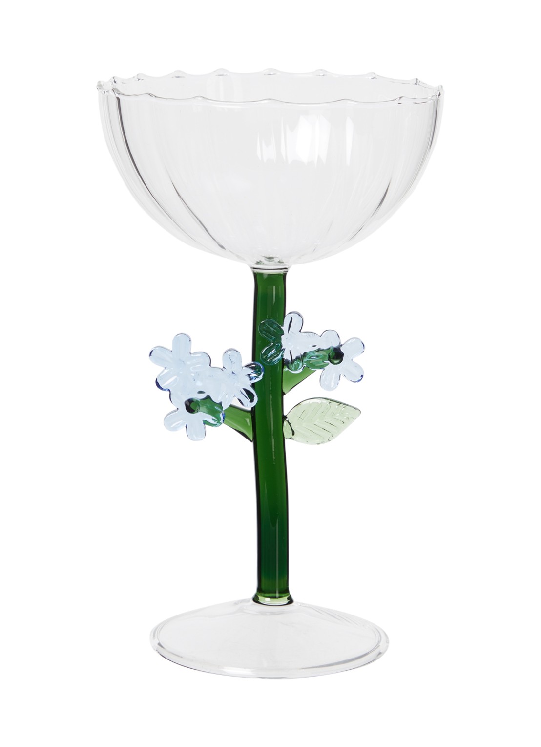 Ichendorf Milano Blue Flower champagneglas 28 cl - voorkant 2 transparant