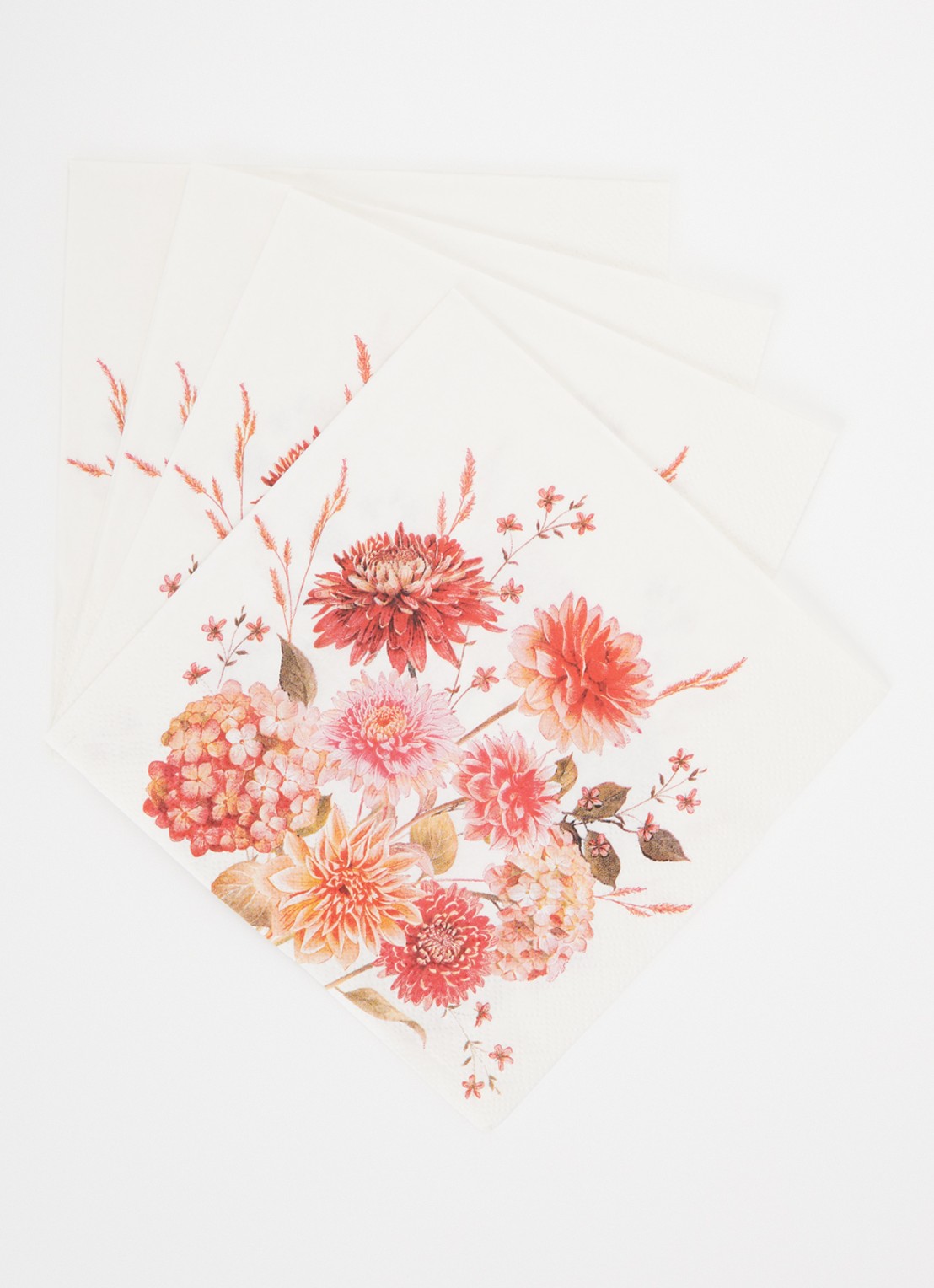 Ihr Ideal Home Autumn Bouquet Allover servet 33 x 33 cm set van 20 - voorkant 2 zalmroze