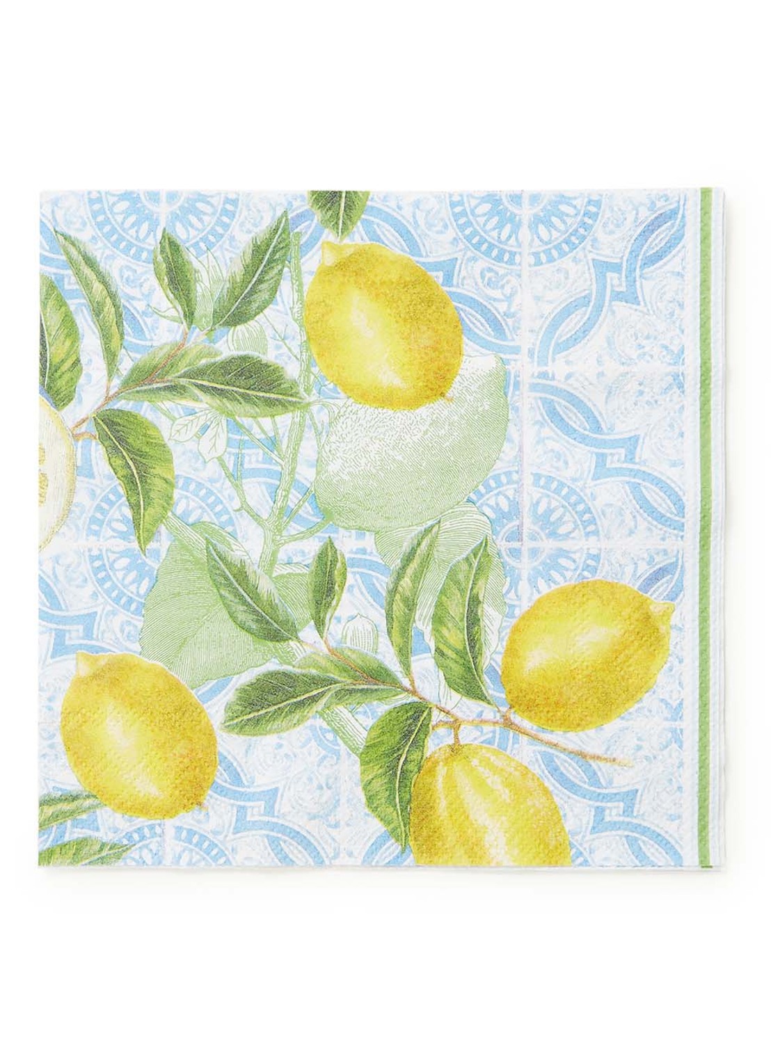 Ihr Ideal Home Citrus Limon servetten 33 x 33 cm - voorkant lichtblauw
