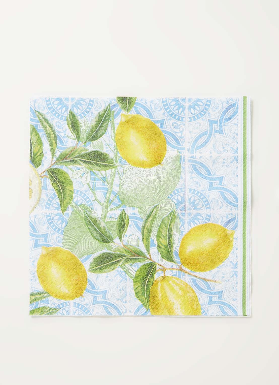 Ihr Ideal Home Citrus Limon servetten 33 x 33 cm - voorkant 2 lichtblauw