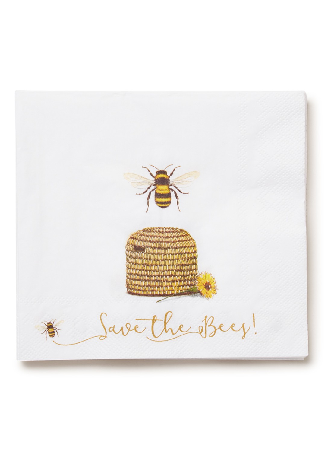 Ihr Ideal Home Save The Bees servetten 33 x 33 cm - voorkant wit