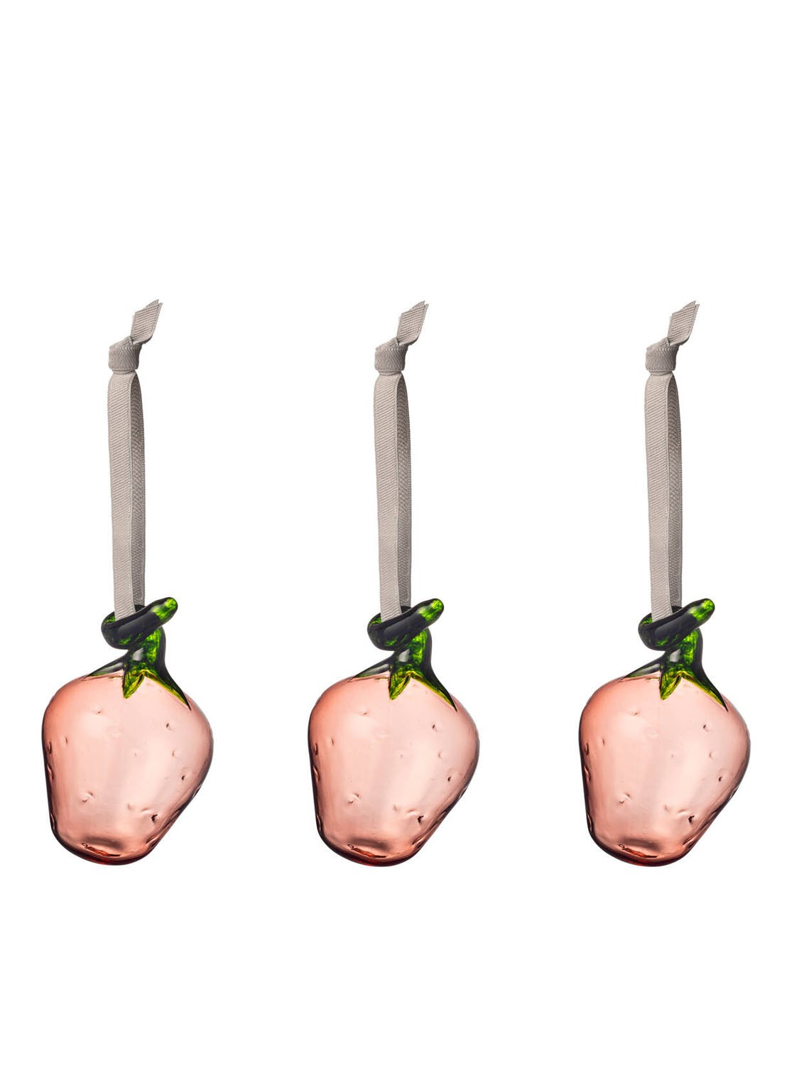 Iittala Glazen aardbei hanger set van 3 - voorkant lichtroze