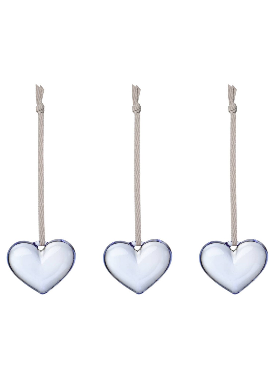 Iittala Hart hanger van glas 5 cm set van 3 - voorkant 2 blauw
