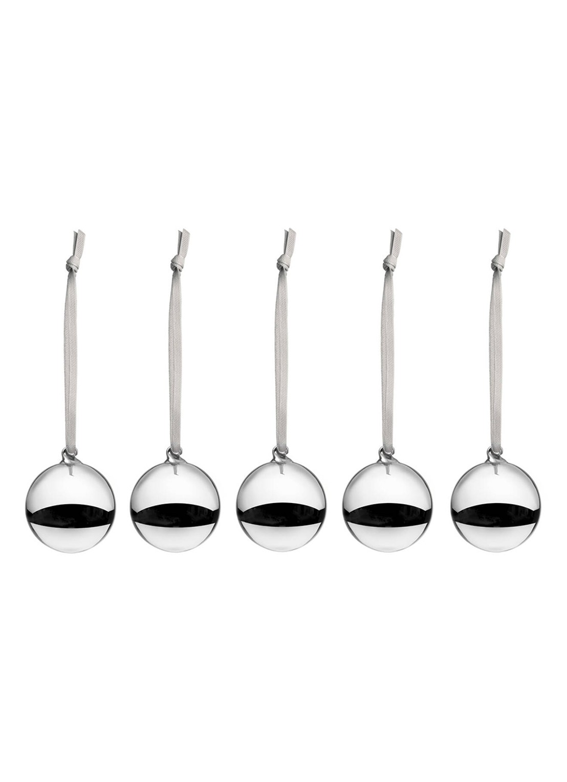 Iittala Kerstbal 4 cm set van 5 - voorkant 2 zilver