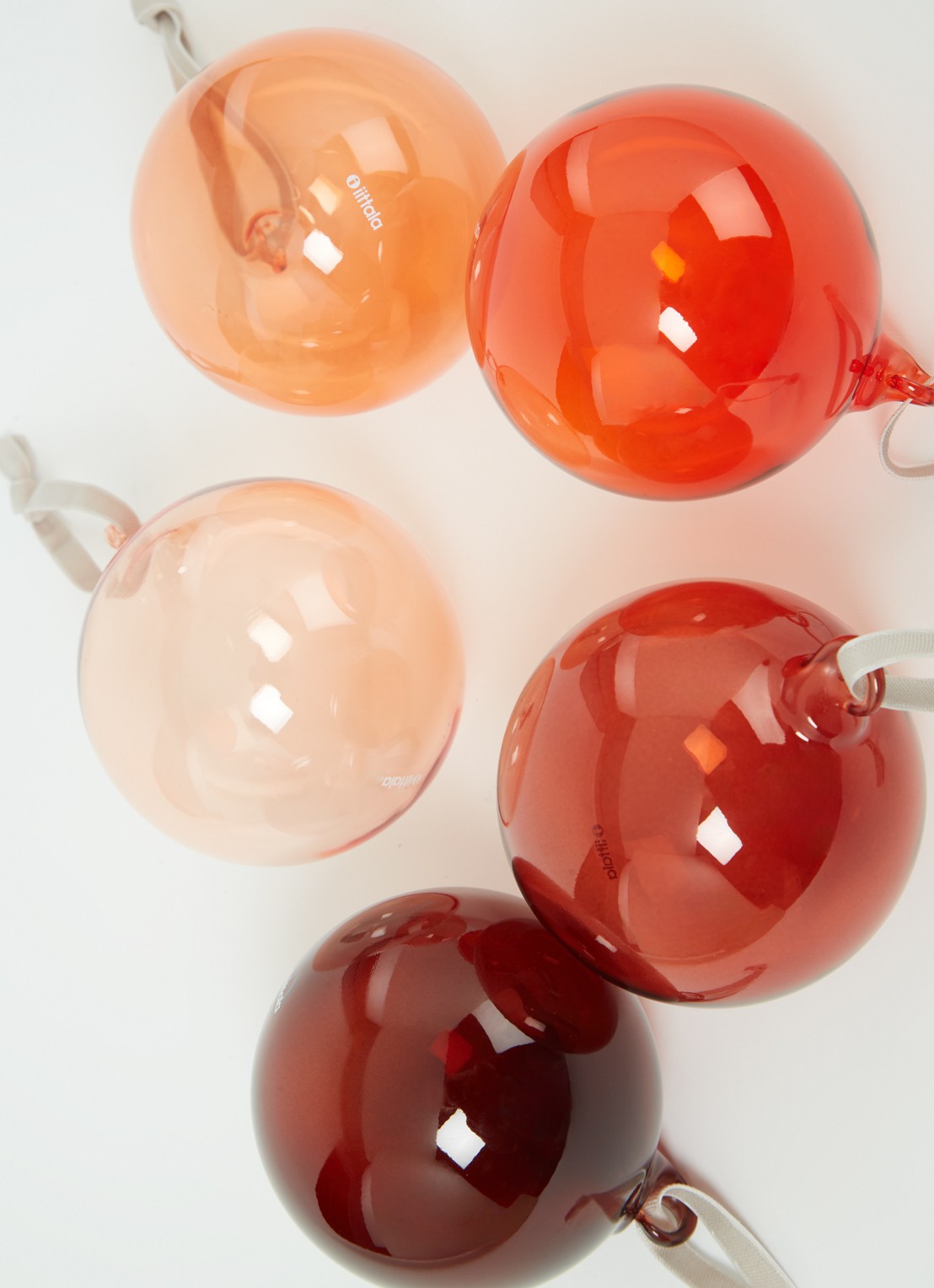 Iittala Kerstbal 8 cm set van 5 - detail 3 rood