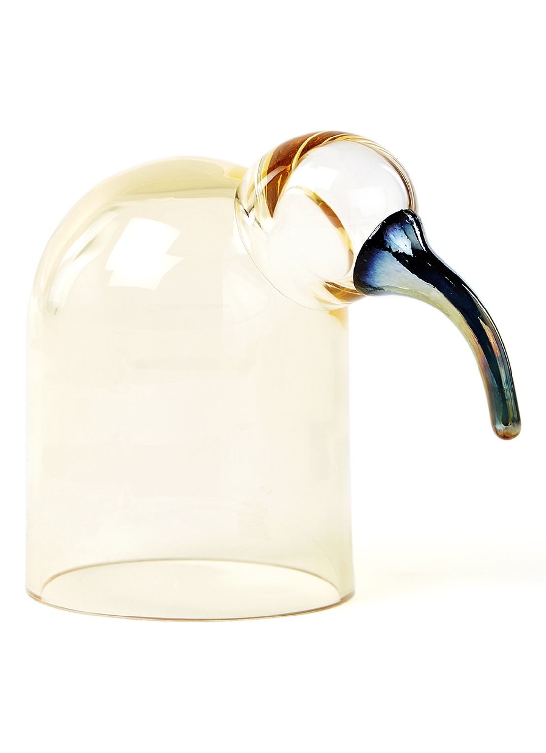 Iittala Mari vogel van glas 12 cm - voorkant geel