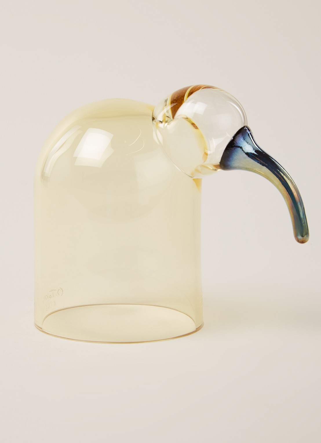 Iittala Mari vogel van glas 12 cm - voorkant 2 geel