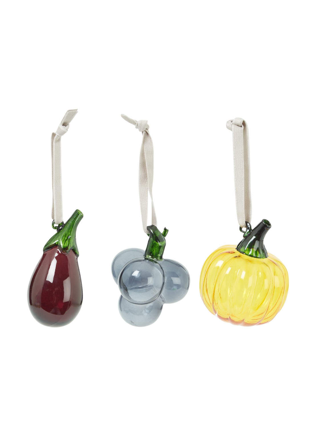 Iittala Mini groenten en fruit kersthanger 6 cm set van 3 - voorkant multicolor