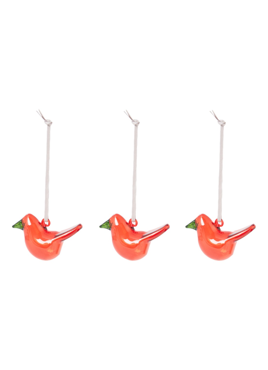 Iittala Mini Vogel kersthanger 6 cm set van 3 - voorkant 2 rood