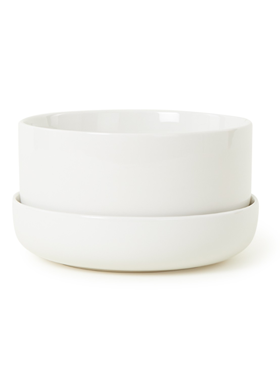 Iittala Nappula bloempot met schotel van porselein voor binnen Ø24 cm  - voorkant wit