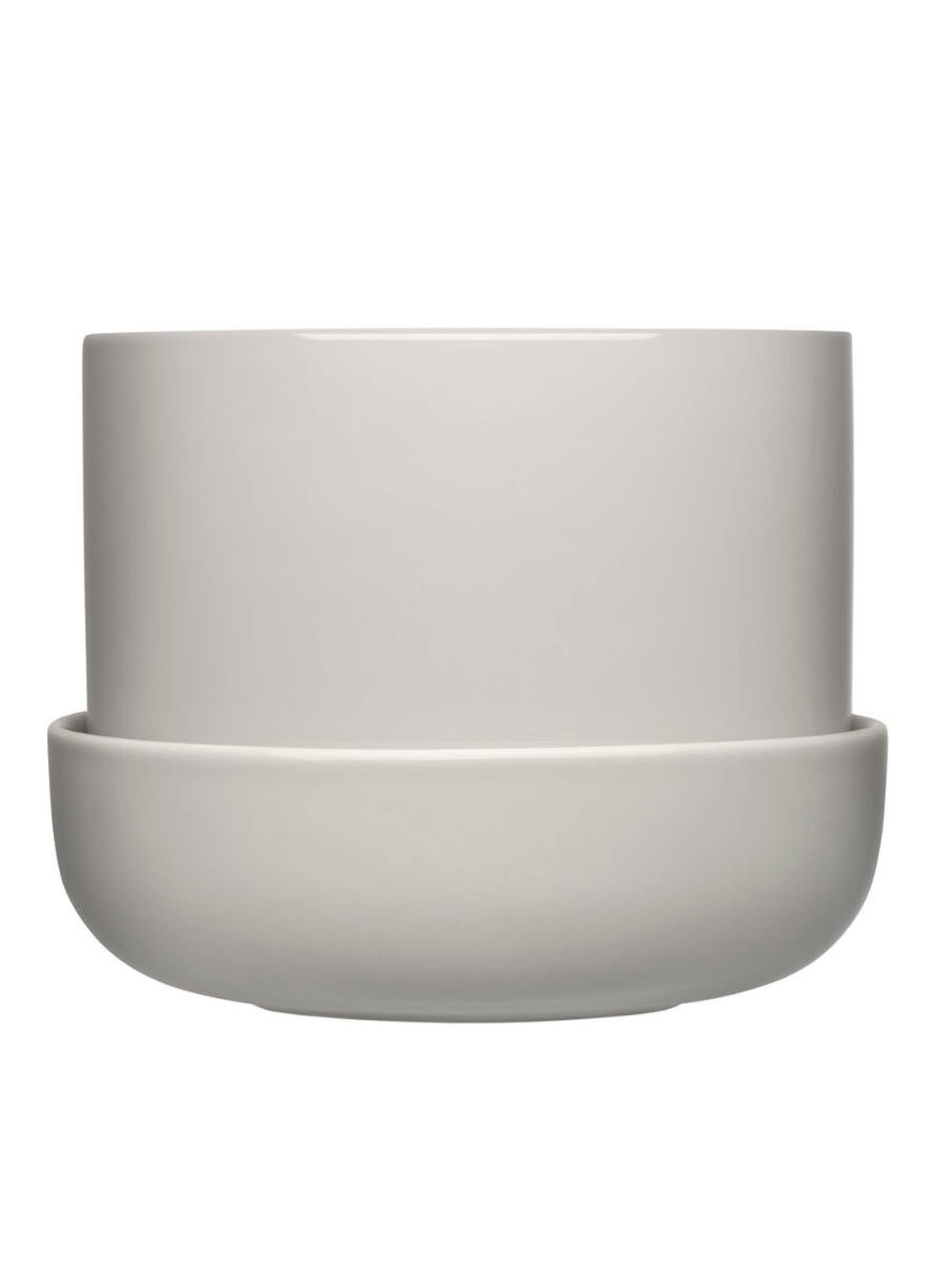 Iittala Nappula bloempot met schotel voor binnen Ø13 cm - voorkant lichtgrijs