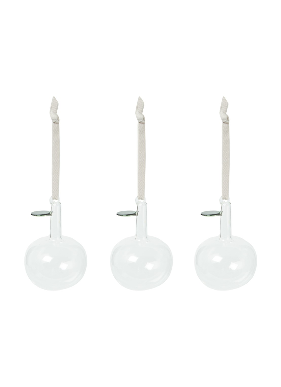 Iittala Oiva Toikka Lasiomena kersthanger 9 cm in set van 3 - voorkant transparant