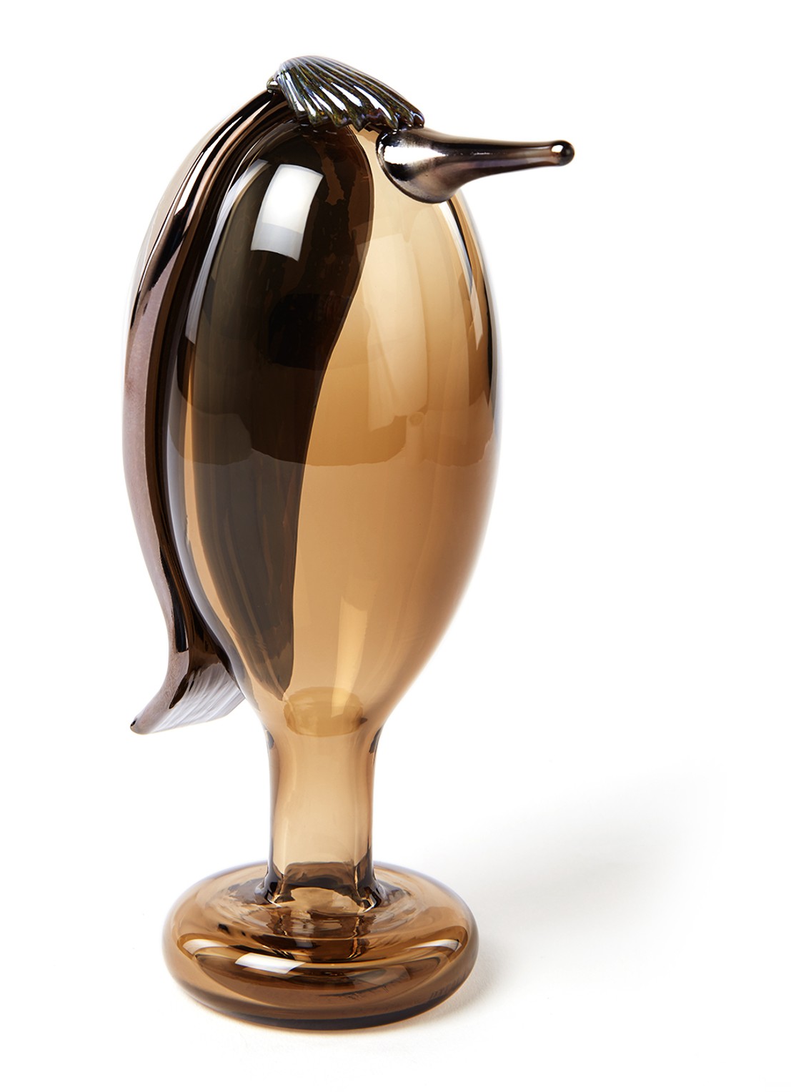 Iittala Waiter vogel van glas 20 cm - voorkant bruin