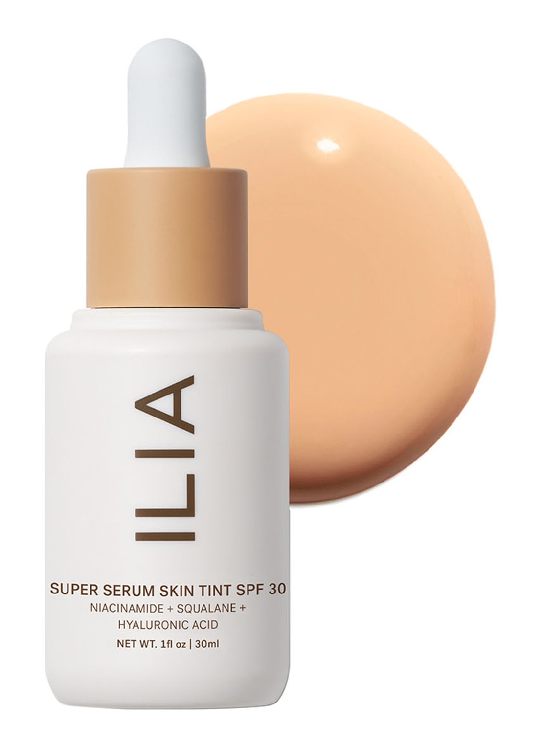 ILIA Beauty Super Serum Skin Tint Broad Spectrum SPF30 - getint serum - voorkant bom bom - st5