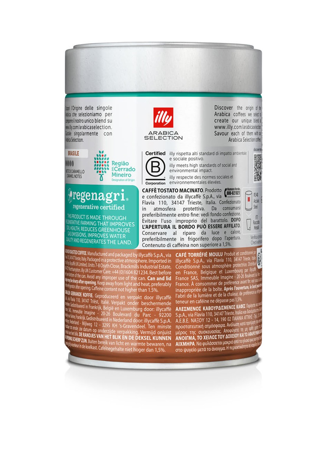 illy Arabica Selection Brazilië Cerrado Mineiro gemalen koffie 250 gram - voorkant 2 undefined