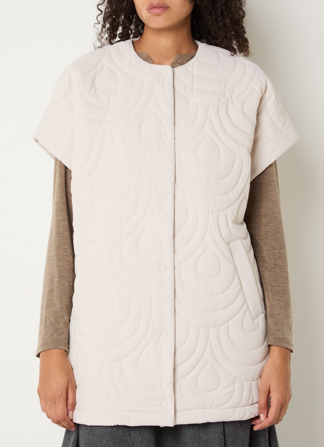Ilse Jacobsen Blossom bodywarmer met quilt patroon - detail 4 creme