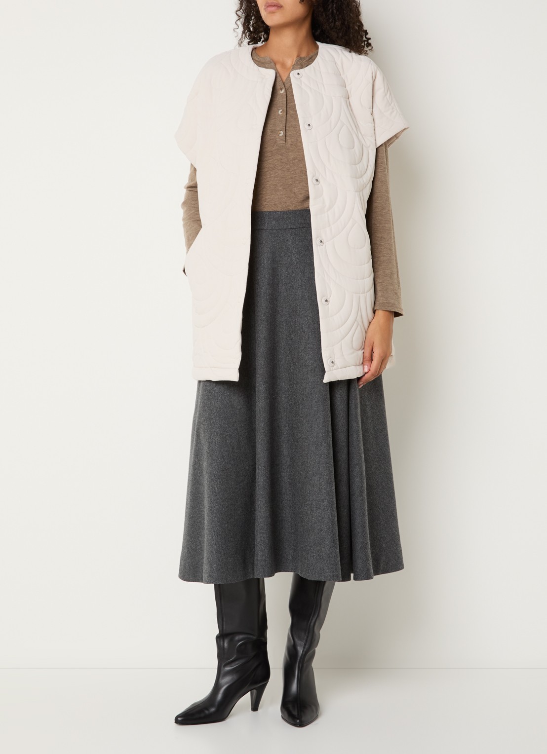 Ilse Jacobsen Blossom bodywarmer met quilt patroon - voorkant 3 creme