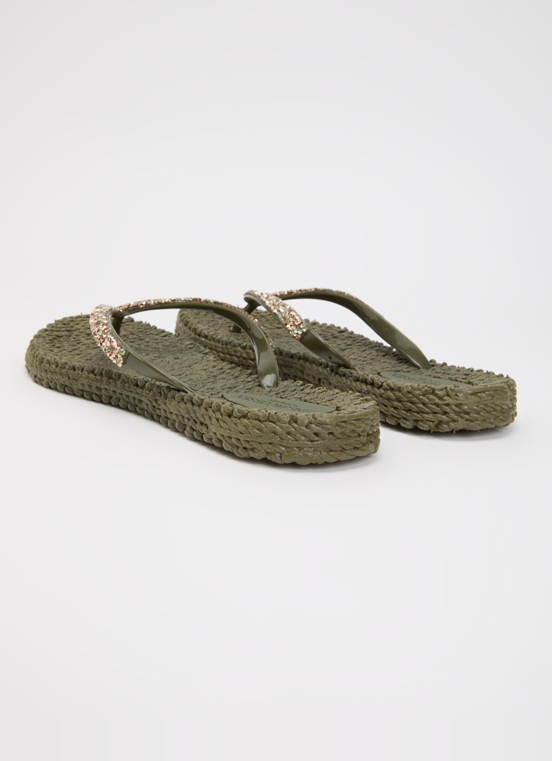 Ilse Jacobsen Cheerful slipper met strass - achterkant 2 legergroen
