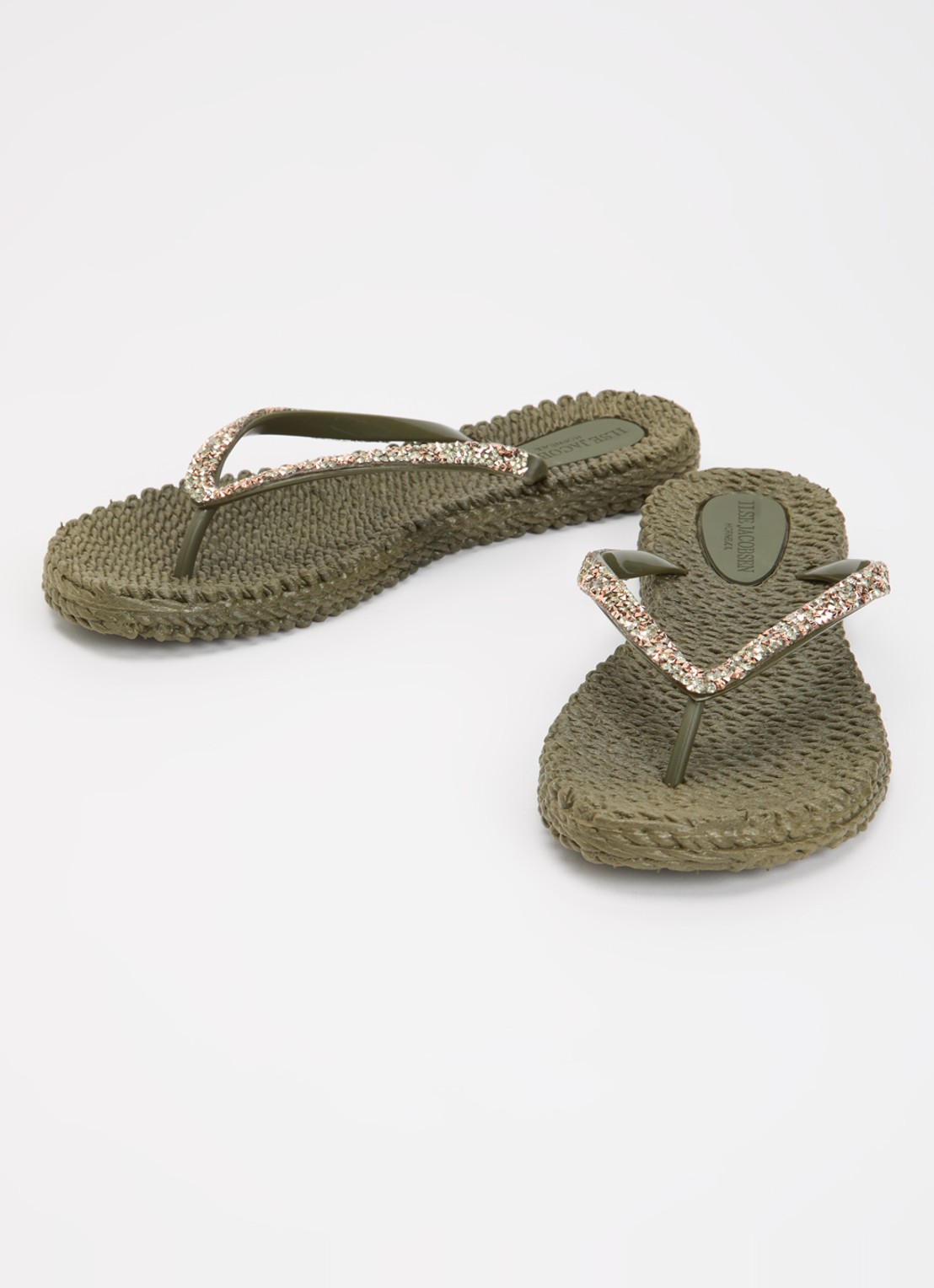 Ilse Jacobsen Cheerful slipper met strass - detail 3 legergroen