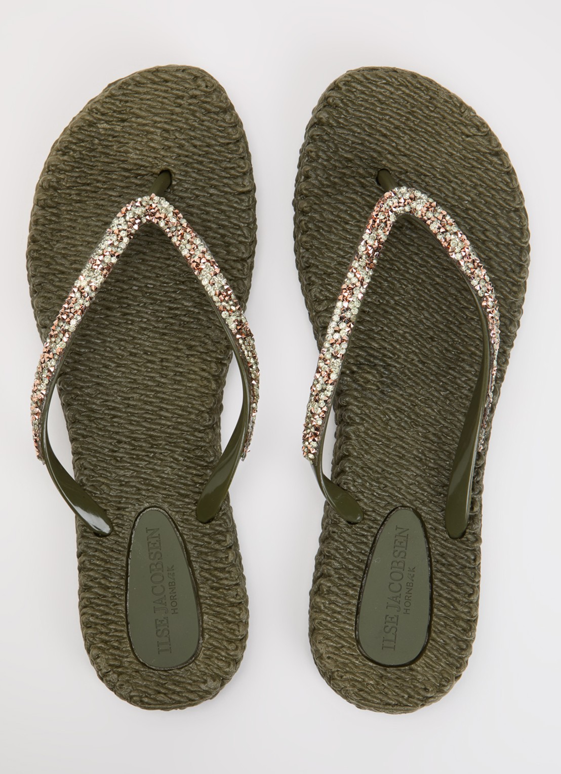 Ilse Jacobsen Cheerful slipper met strass - detail 4 legergroen