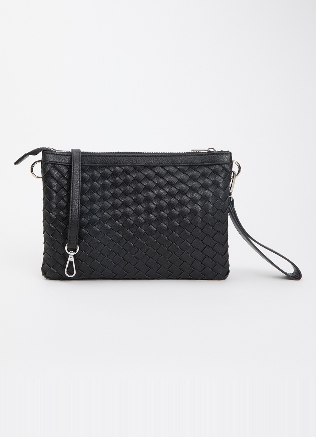Ilse Jacobsen Gevlochten clutch met afneembare schouderriem - voorkant 5 zwart