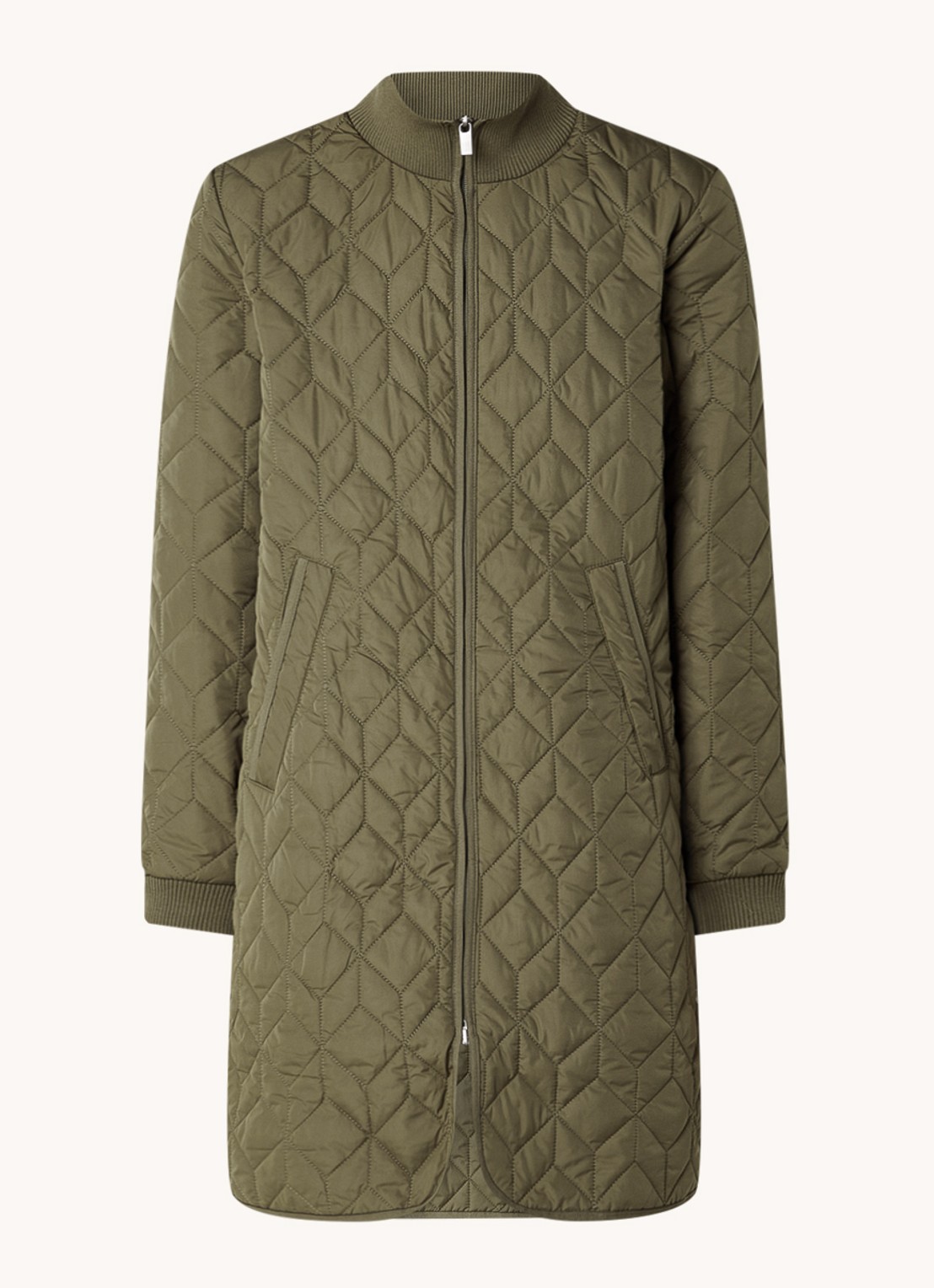 Ilse Jacobsen Gewatteerd bomberjack met quilt patroon  - voorkant 2 groen