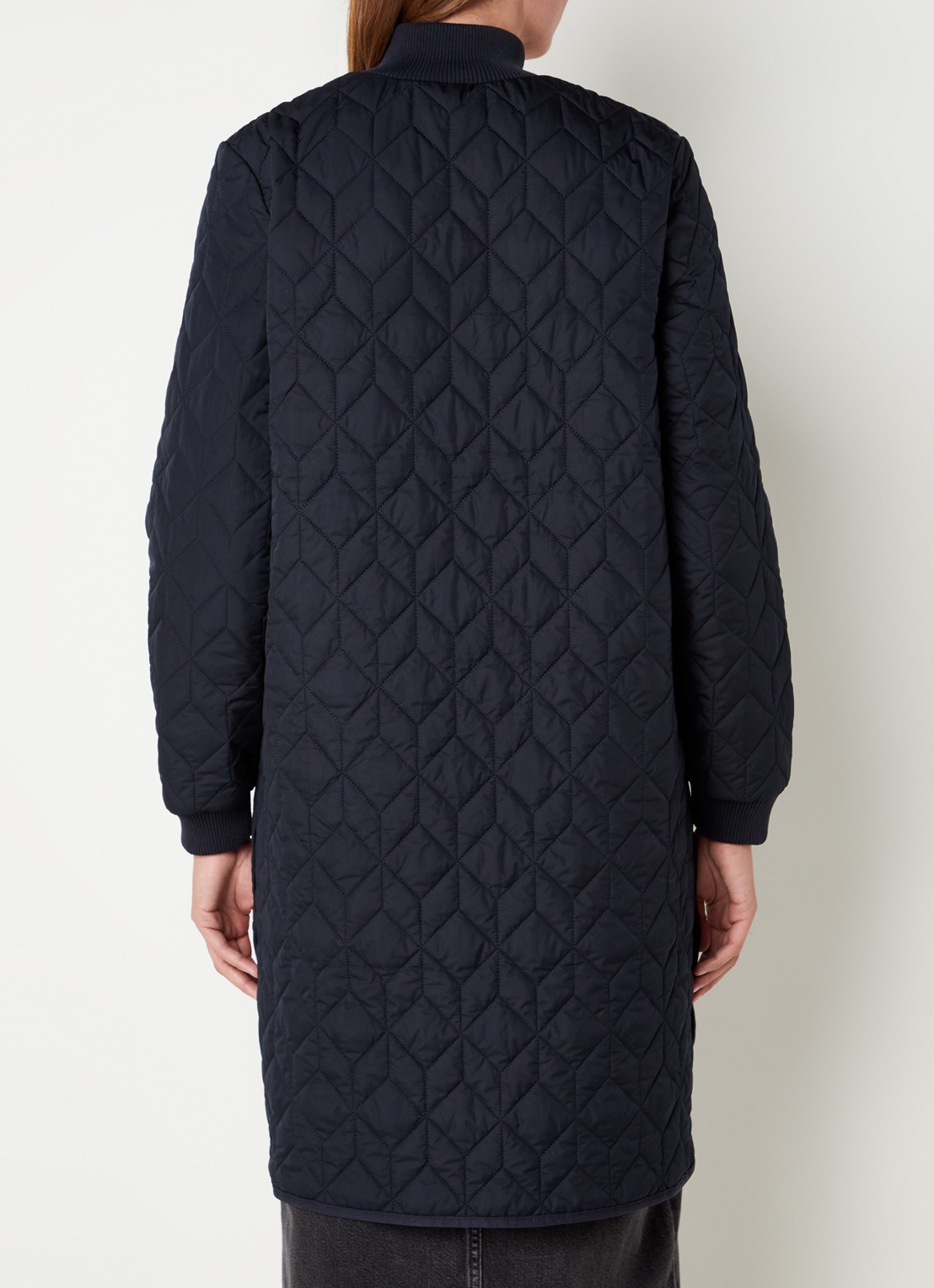 Ilse Jacobsen Gewatteerd jack met quilt patroon en steekzakken - achterkant donkerblauw