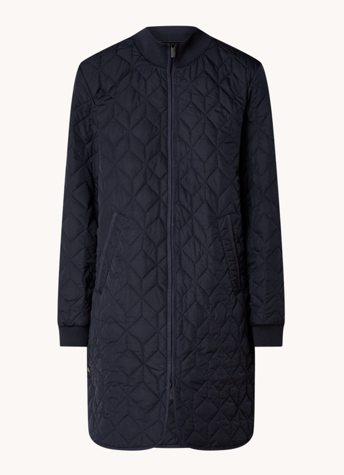 Ilse Jacobsen Gewatteerd jack met quilt patroon en steekzakken - voorkant 3 donkerblauw