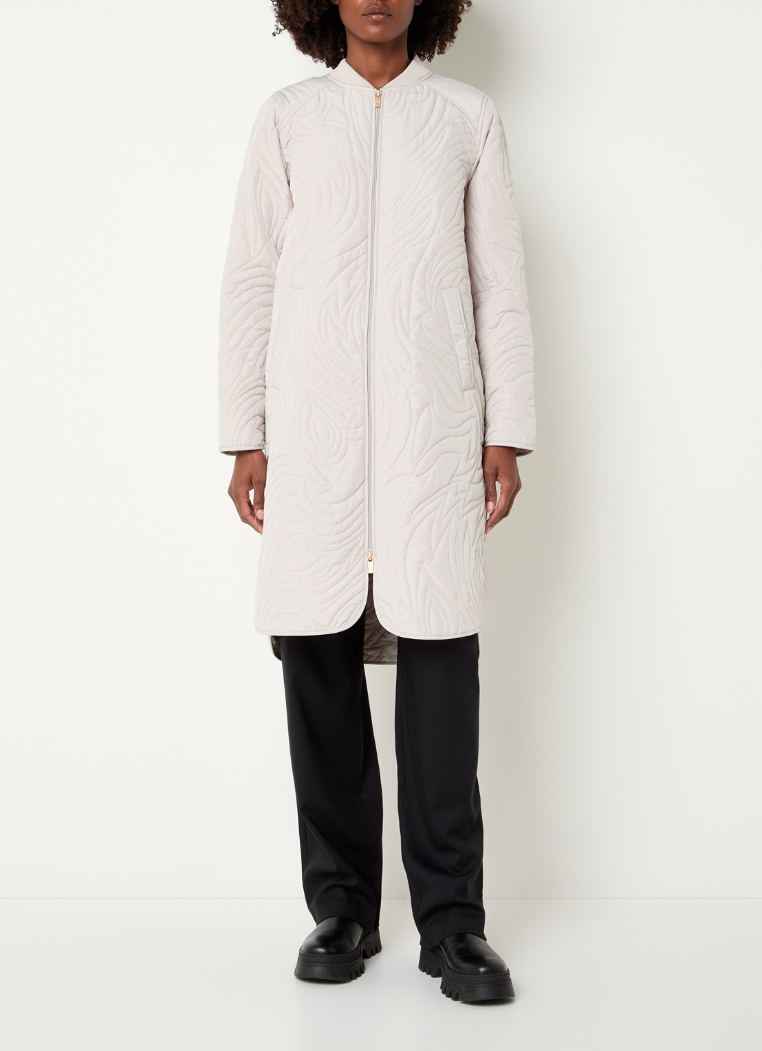 Ilse Jacobsen Gewatteerde jas met quilt patroon en steekzakken - detail 2 beige