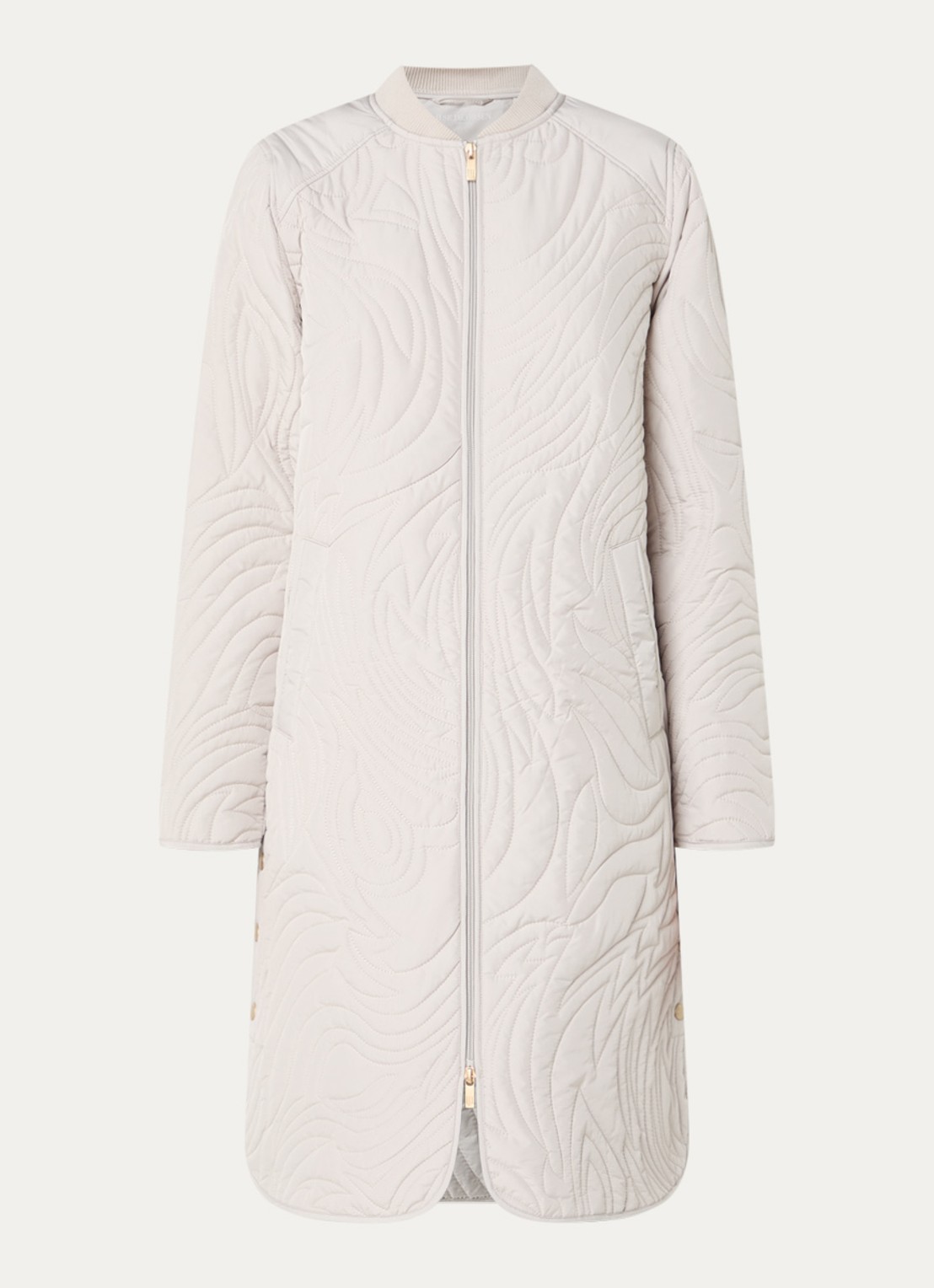 Ilse Jacobsen Gewatteerde jas met quilt patroon en steekzakken - voorkant 3 beige