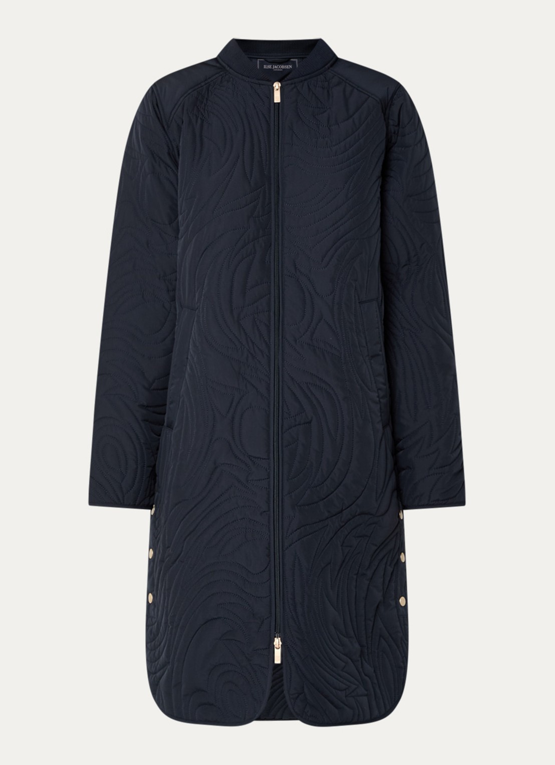 Ilse Jacobsen Gewatteerde jas met quilt patroon en steekzakken - voorkant 3 donkerblauw
