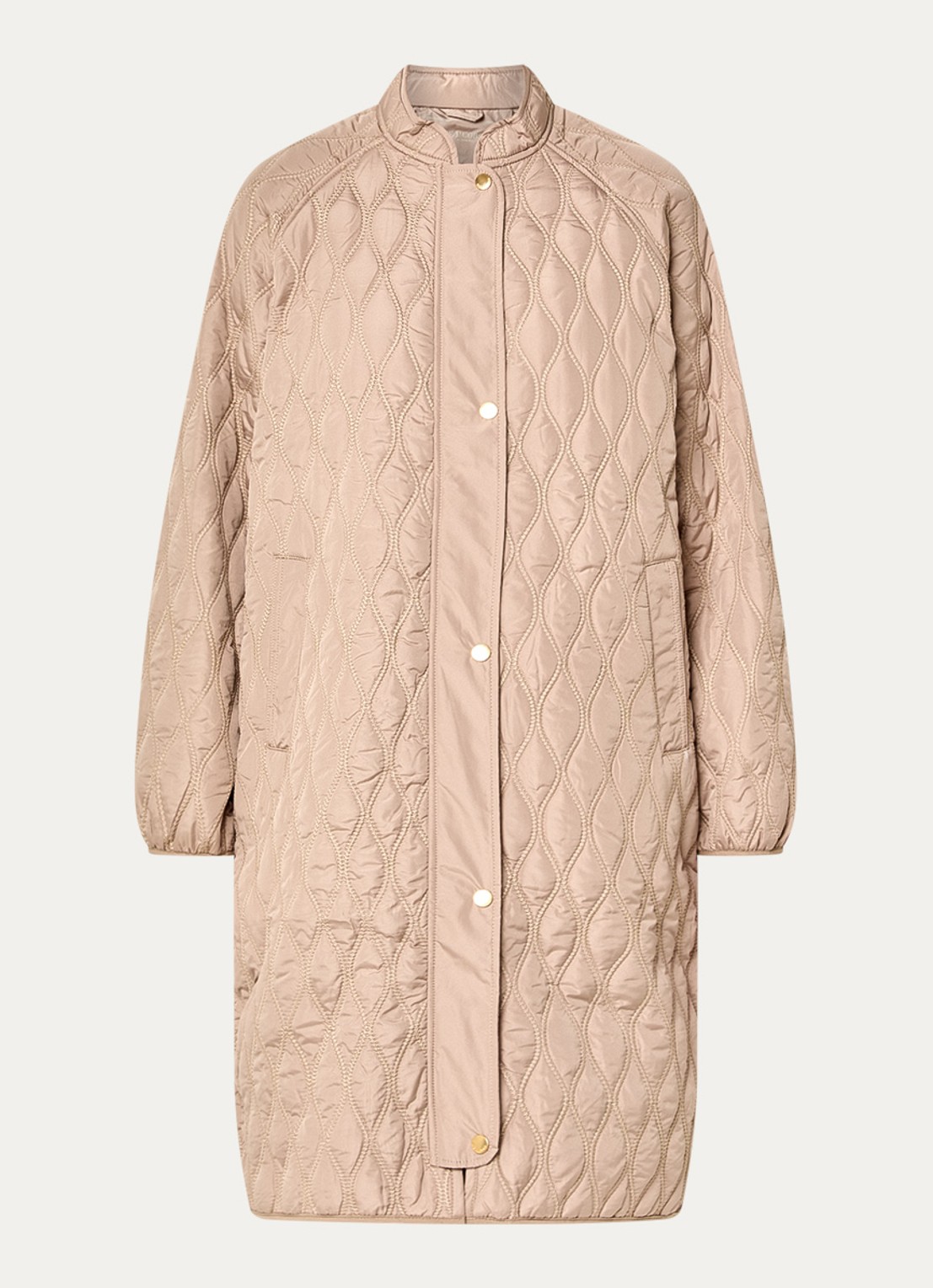 Ilse Jacobsen Gewatteerde jas met quilt patroon en steekzakken - voorkant 2 camel