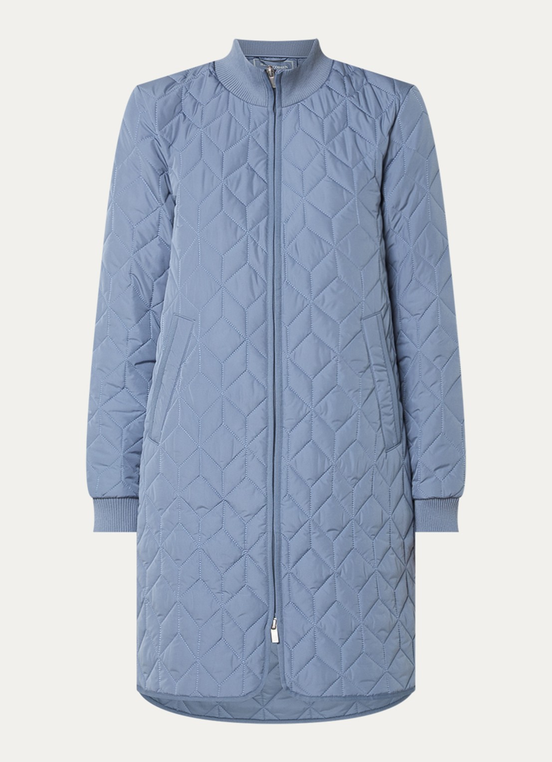 Ilse Jacobsen Gewatteerde jas met quilt patroon en uitneembare binnenjas - voorkant 3 staalblauw
