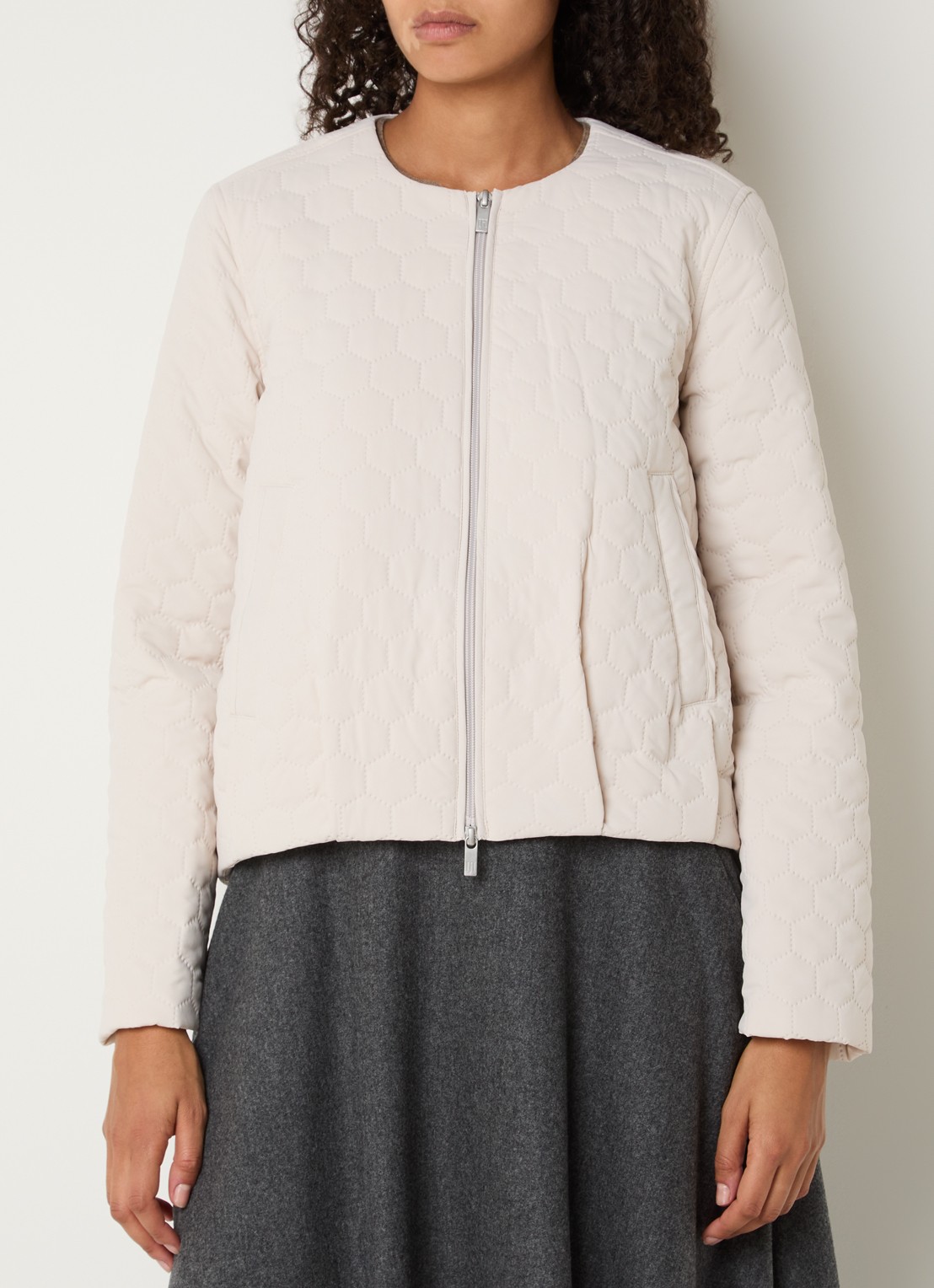 Ilse Jacobsen Honeycomb jack met quilt-patroon en steekzakken - detail 4 creme