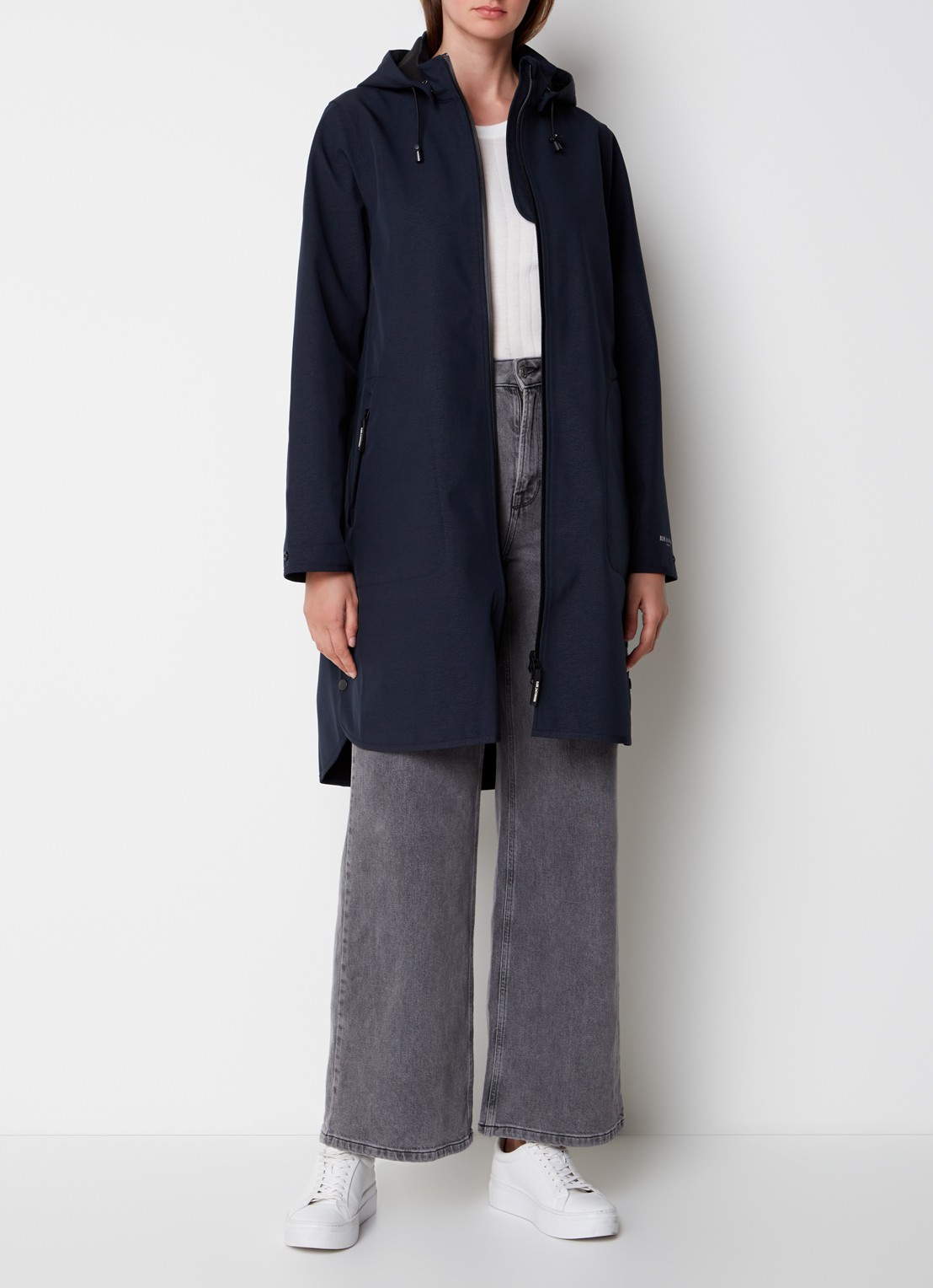 Ilse Jacobsen Rain128 softshell regenjas met afneembare capuchon - voorkant 4 donkerblauw