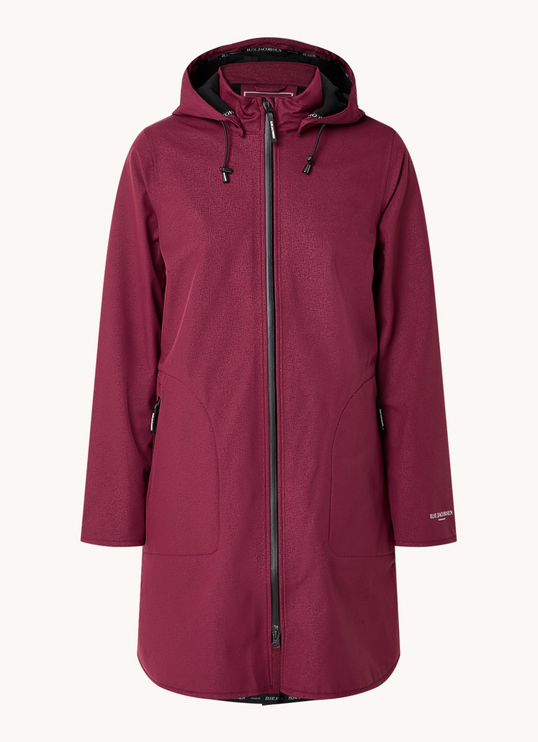Ilse Jacobsen Rain128 softshell regenjas met afneembare capuchon - voorkant 3 bordeauxrood