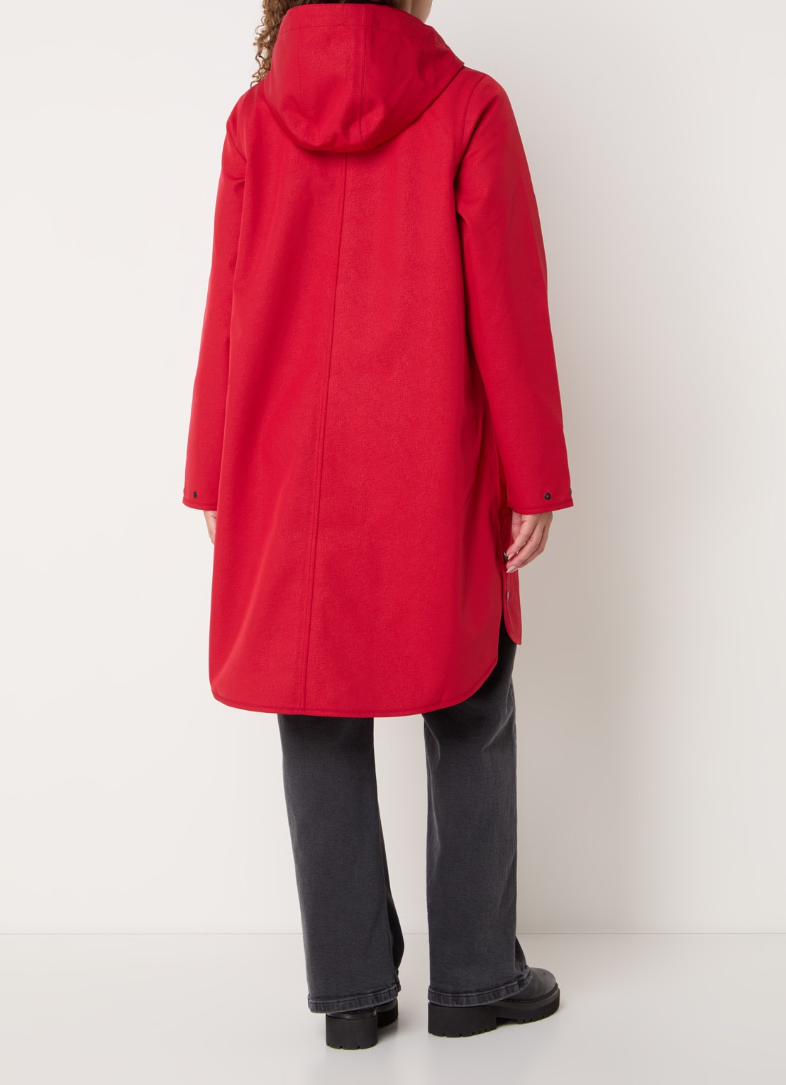 Ilse Jacobsen Rain128 softshell regenjas met afneembare capuchon - achterkant donkerrood