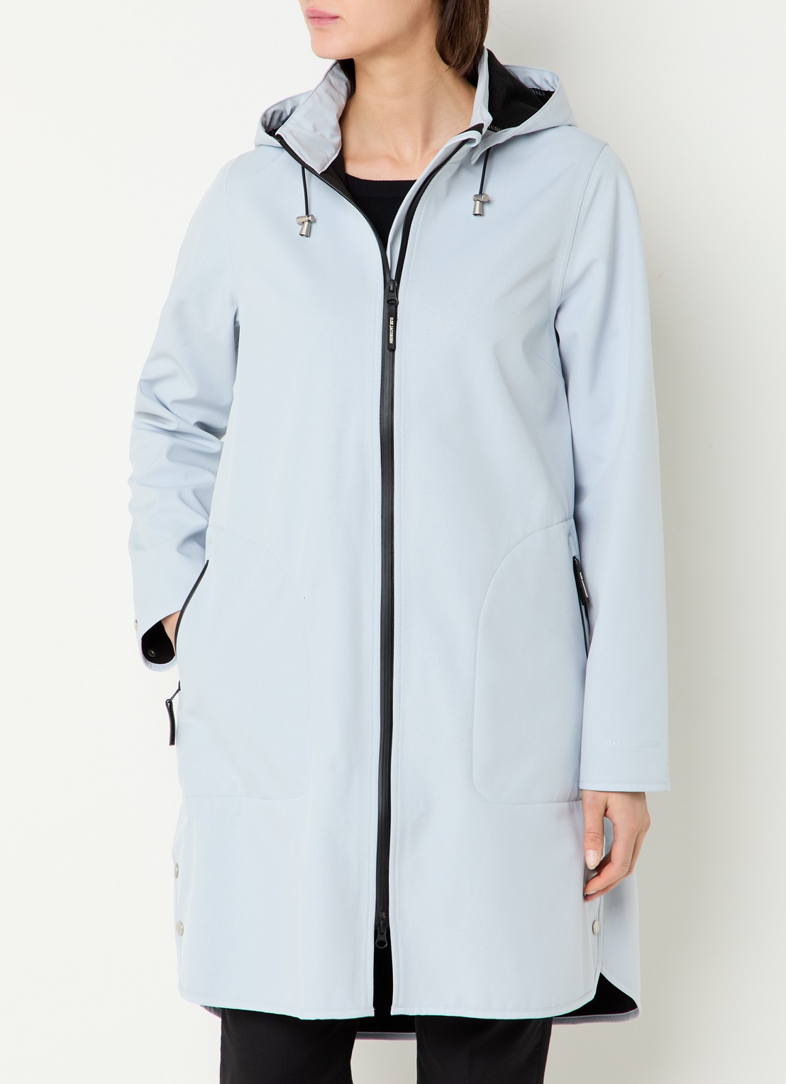Ilse Jacobsen Rain128 softshell regenjas met afneembare capuchon - detail 2 lichtblauw