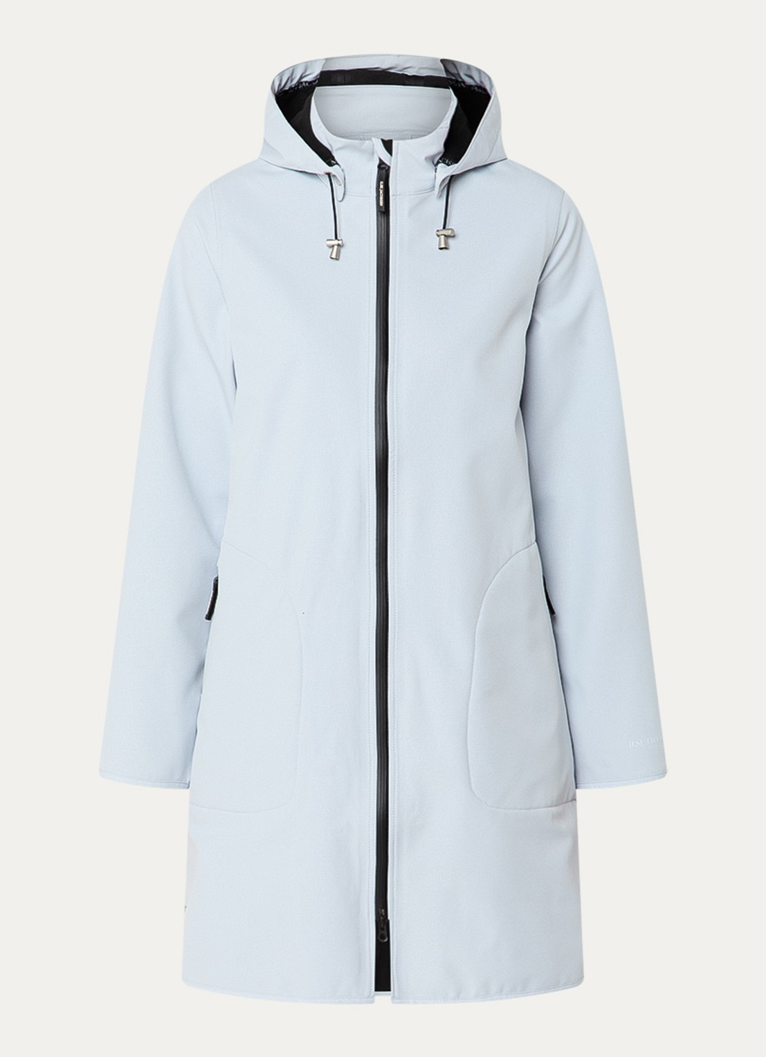 Ilse Jacobsen Rain128 softshell regenjas met afneembare capuchon - voorkant 3 lichtblauw