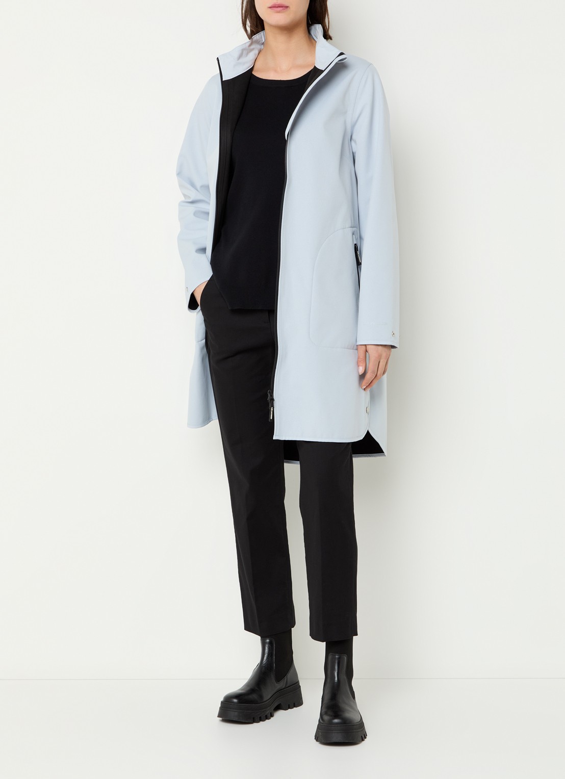 Ilse Jacobsen Rain128 softshell regenjas met afneembare capuchon - voorkant 4 lichtblauw