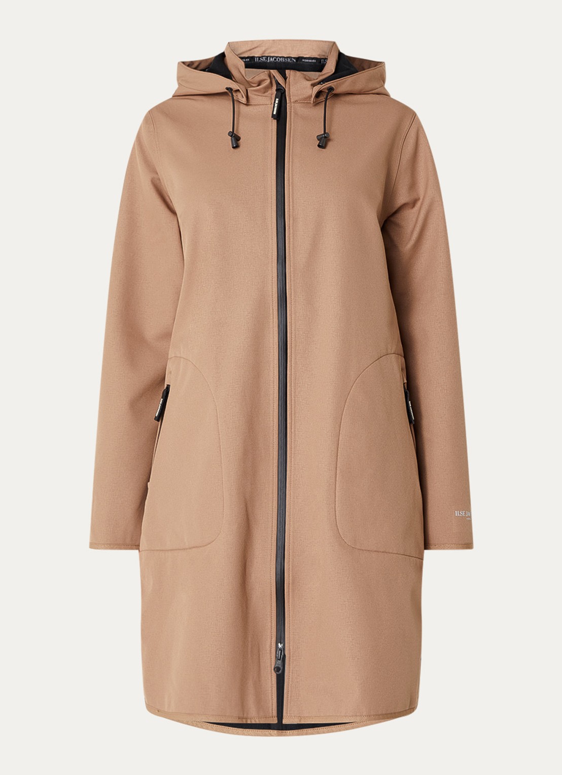 Ilse Jacobsen Rain128 softshell regenjas met afneembare capuchon - voorkant 2 beige