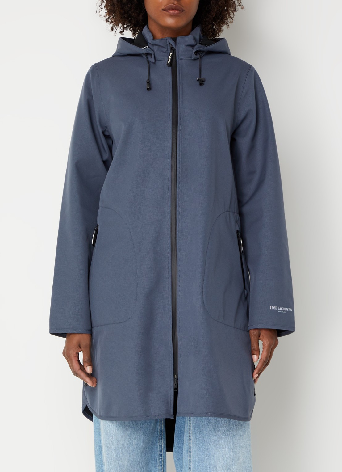 Ilse Jacobsen Rain128 softshell regenjas met afneembare capuchon - detail 2 grijs