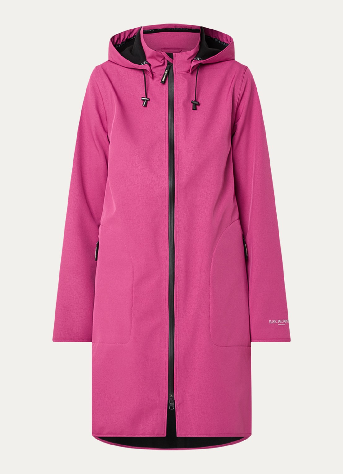 Ilse Jacobsen Rain128 softshell regenjas met afneembare capuchon - voorkant fuchsia